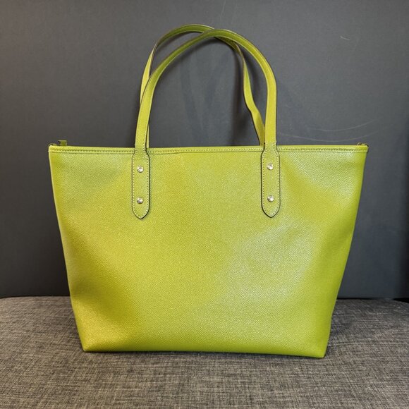 Coach Leather Tote Bag, style F58846, lime green - Picture 6 of 15